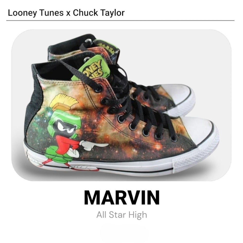 Chuck Taylor x Looney Tunes All Star High Marvin the Martian Sneaker NWOT No Box - Picture 2 of 10